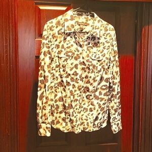 Tommy Bahama animal print linen blouse M, like new